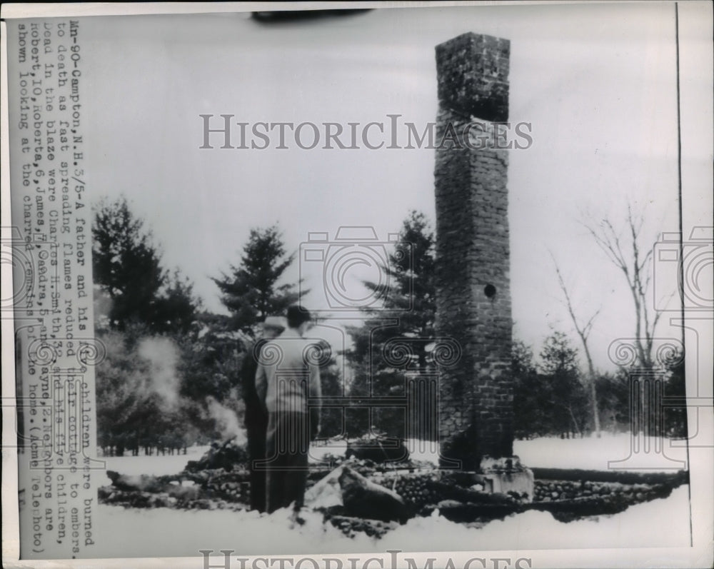 1950 Press Photo Campton NH a father and his 5 children burned to death as fast