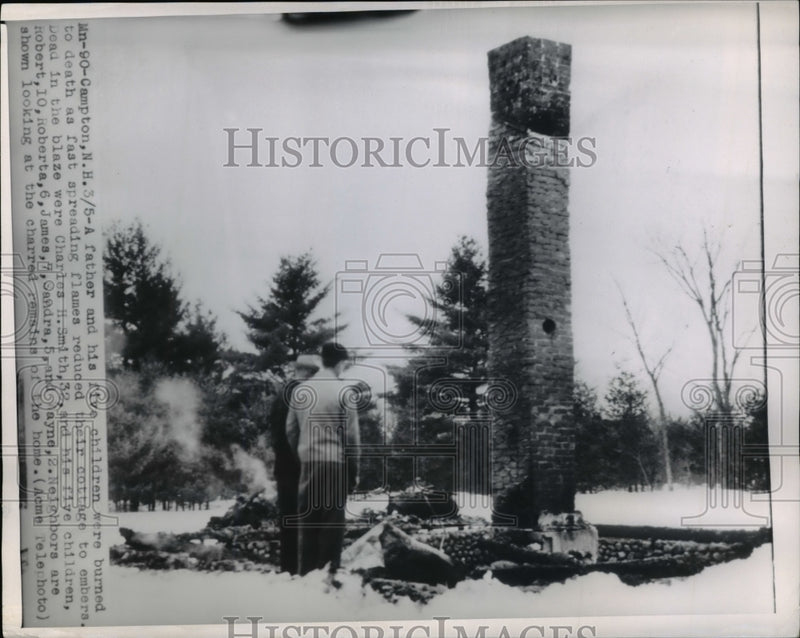 Load image into Gallery viewer, 1950 Press Photo Campton NH a father and his 5 children burned to death as fast
