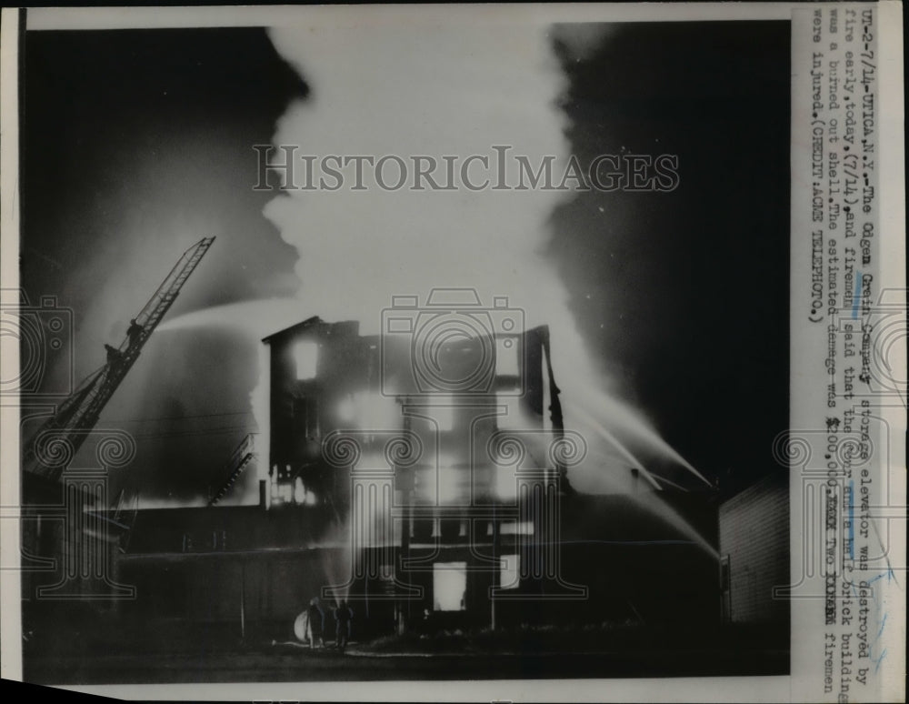 1951 Press Photo Odge Grain Company storage elevator was destroyed by fire