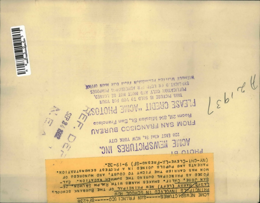 1932 Press Photo Llloyd Barry Principal of Burbank School with Ralph Salmon