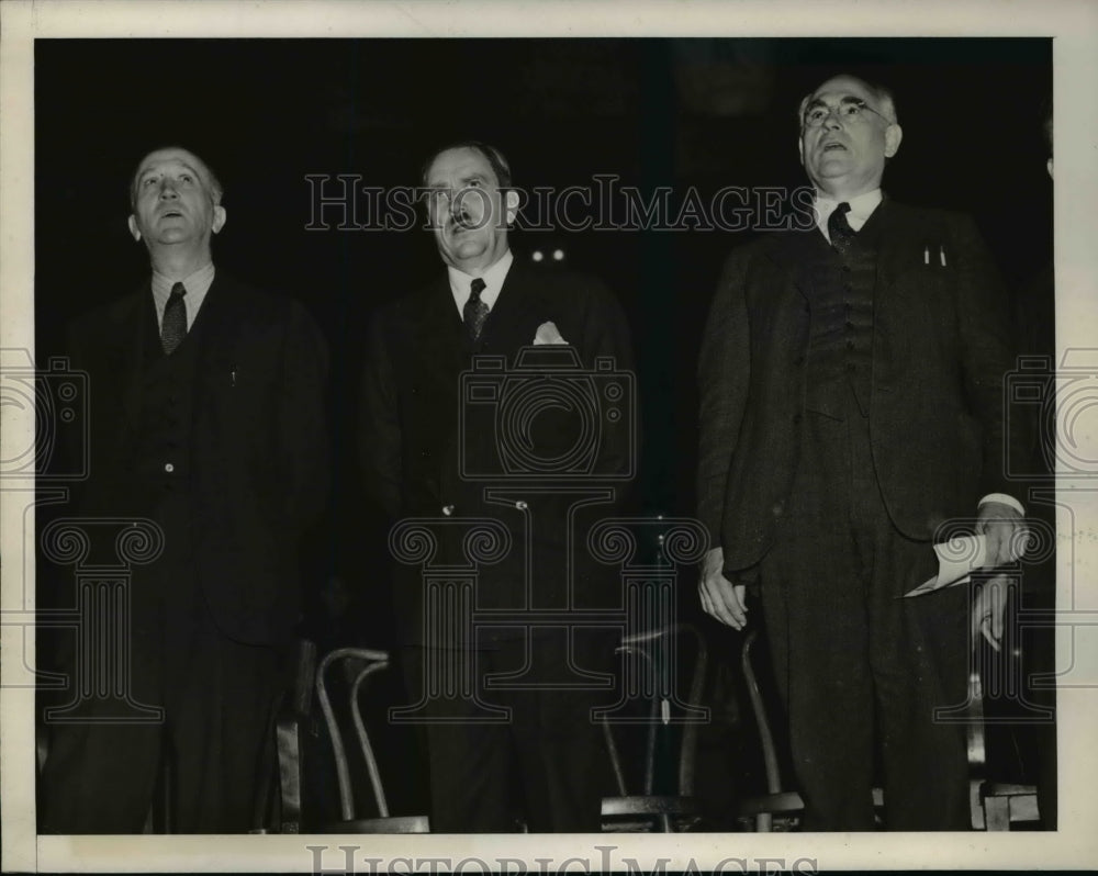 1940 Press Photo Earl Broder, William Z. Foster, Robert Minor at Rally- Historic Images