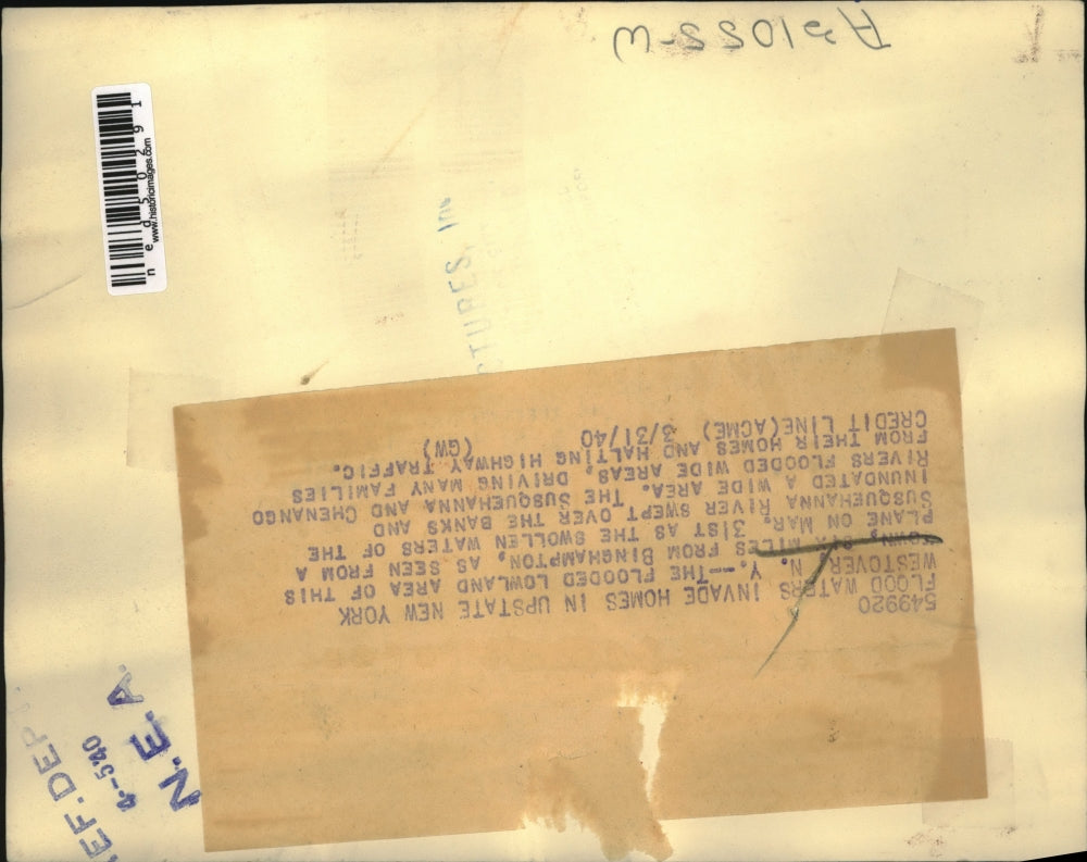 1940 Press Photo Aerial view of floods at Westover NY Susquehanna & Chennango