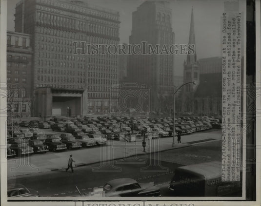 1953 Press Photo Cars Parked at Concert Bandstand During PTC Strike