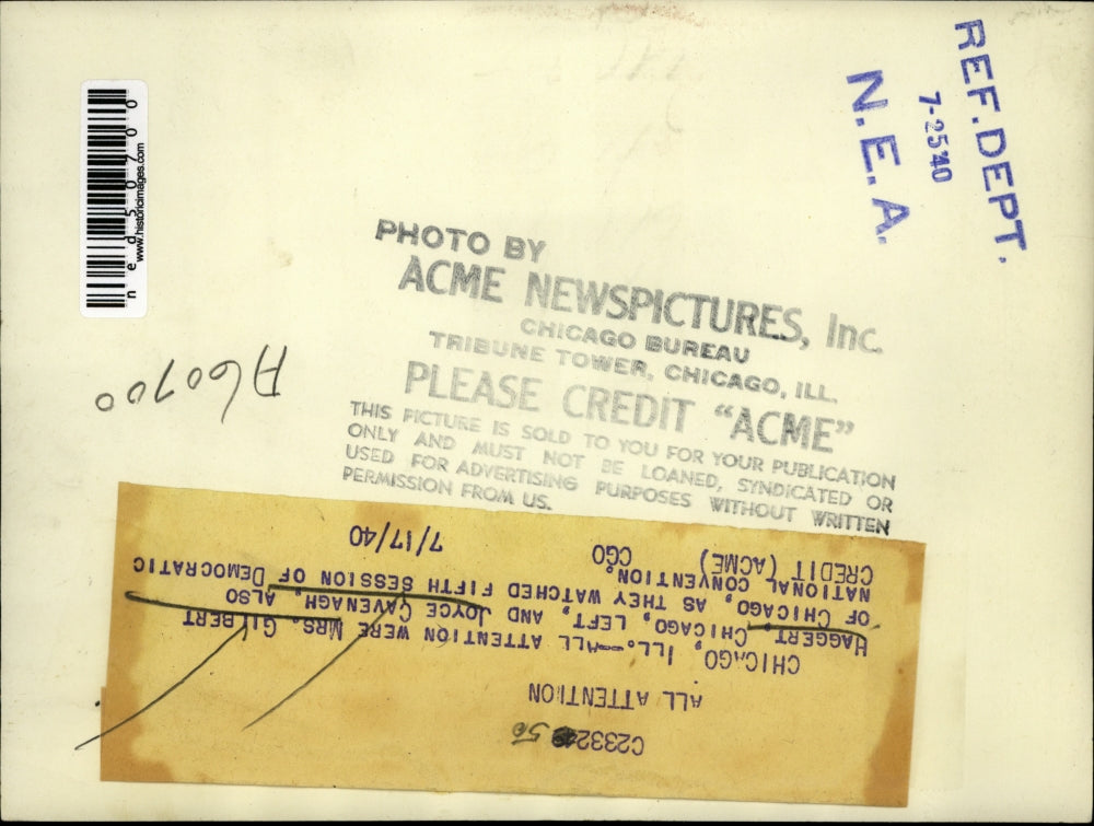 1940 Press Photo Gilbert Haggert, Joyce Cavenagh, Democratic National Convention