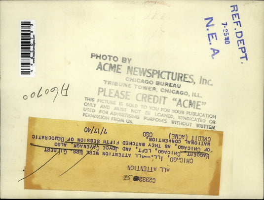 1940 Press Photo Gilbert Haggert, Joyce Cavenagh, Democratic National Convention