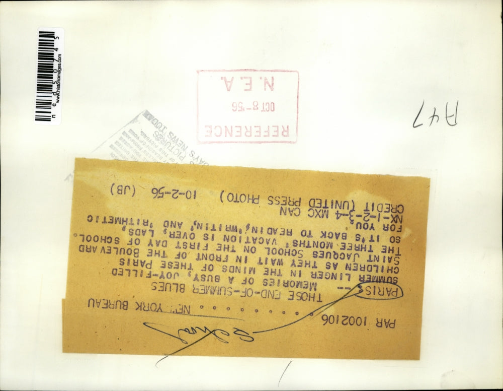 1956 Press Photo Paris memories of busy joy filled summer linger in minds of