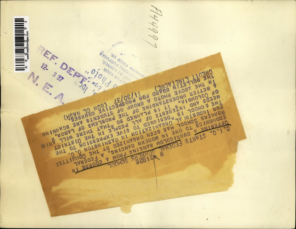 1937 Press Photo Federal Workers School Organized By Committee For Industrial