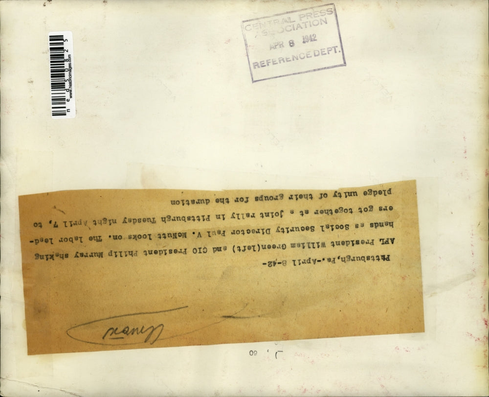 1942 Press Photo AFL President William Green And Philip Murray Shaking Hands