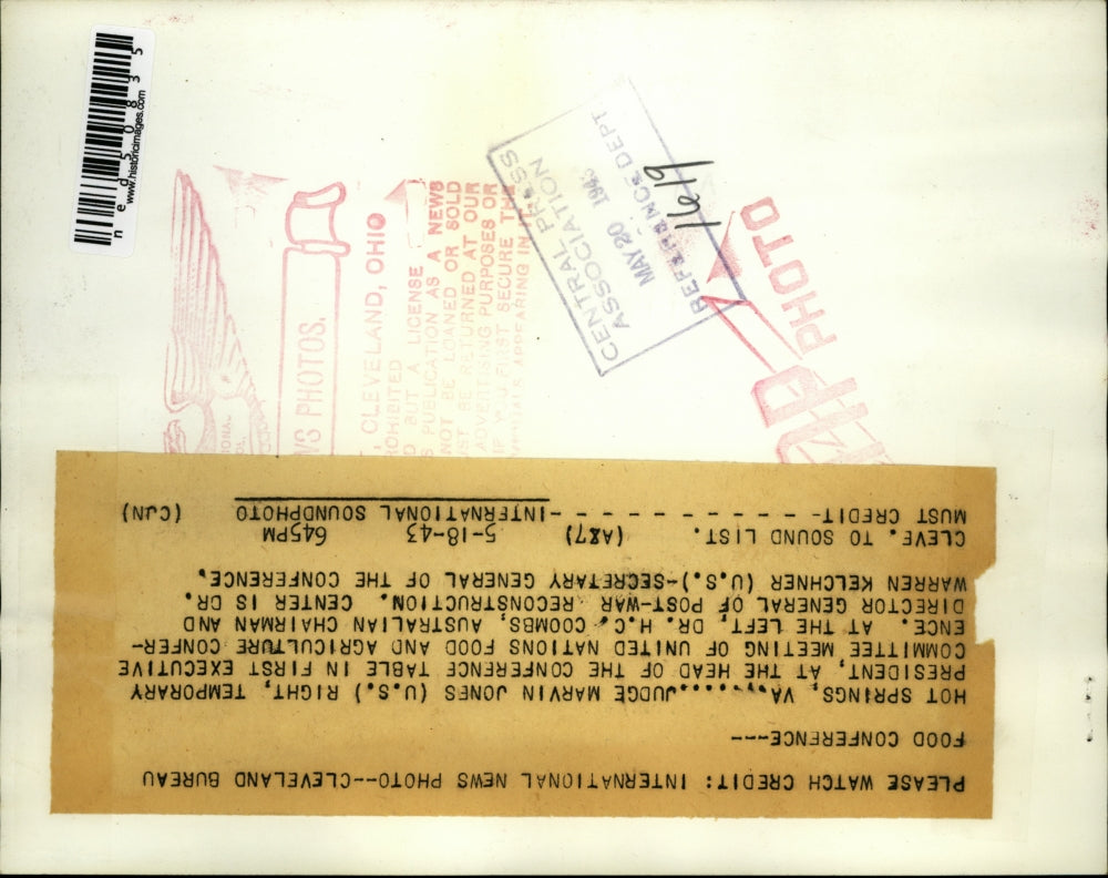 1943 Press Photo Executive committee meeting of UN food and agriculture