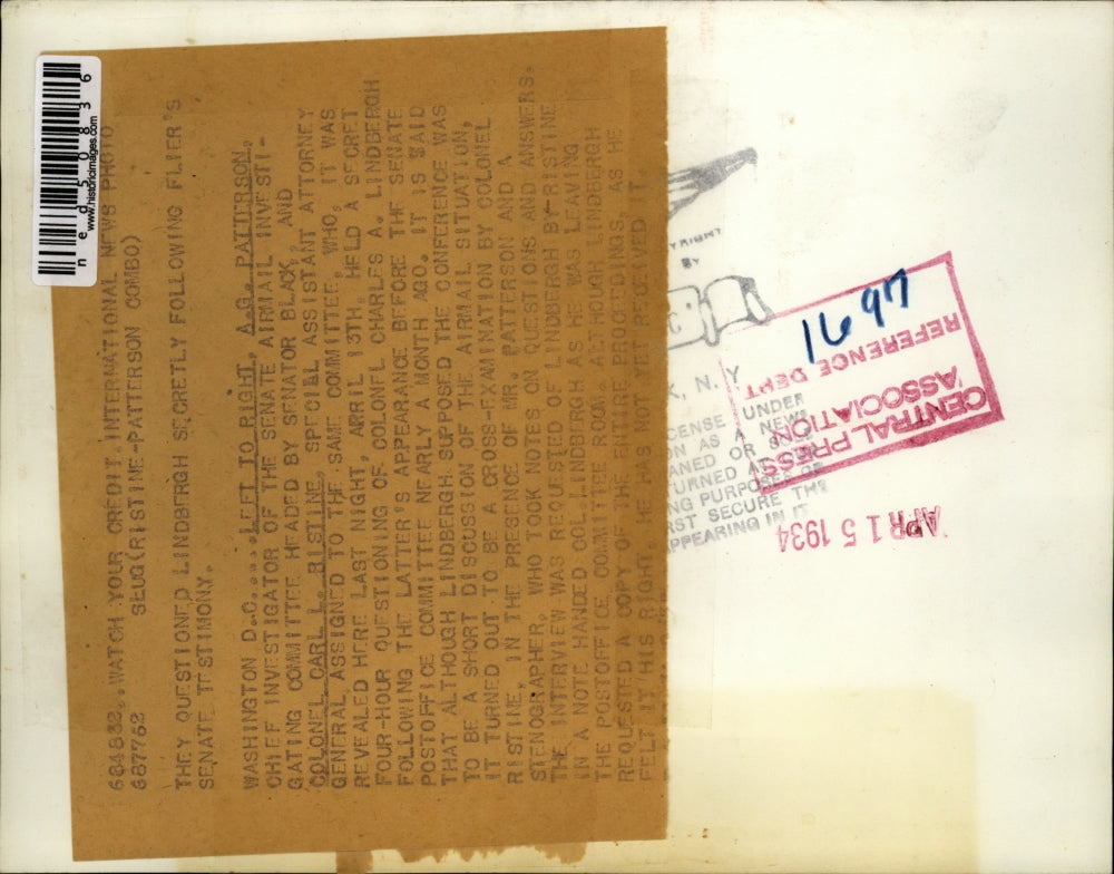 1934 Press Photo A.G. Patterson and Col. Carl L. Bistine