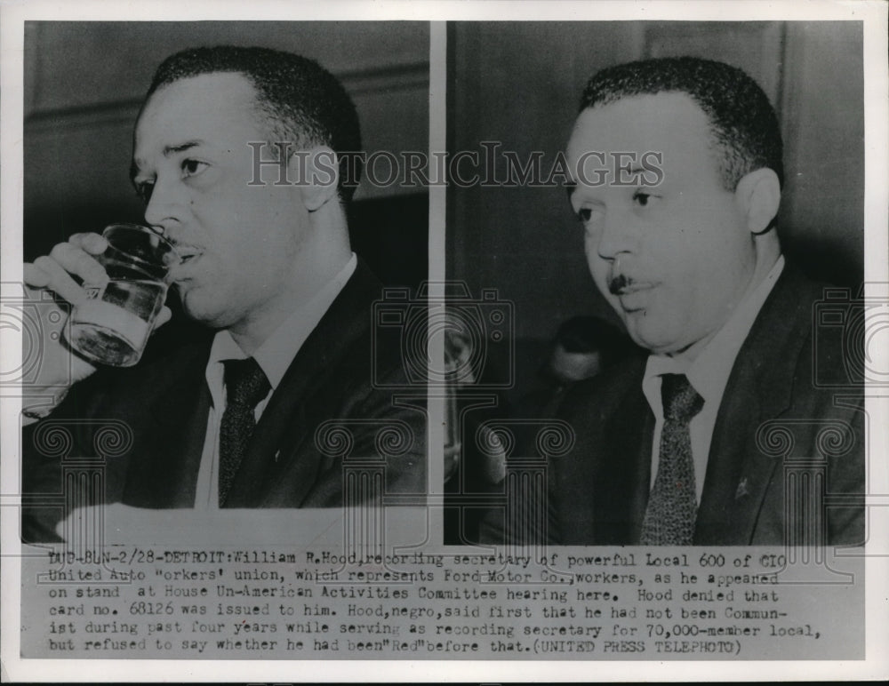 1952 Press Photo William R Hood secretary of CIO United Auto Workers Union