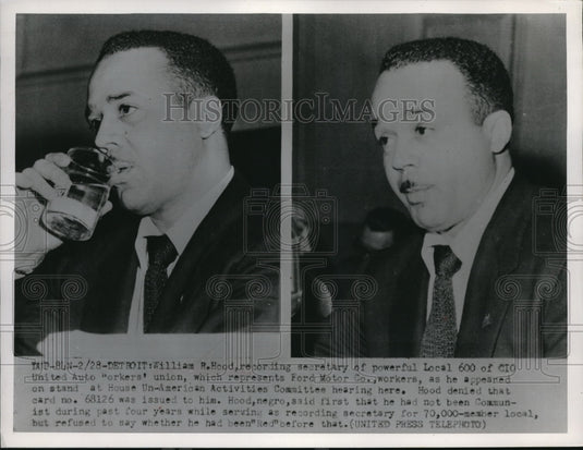 1952 Press Photo William R Hood secretary of CIO United Auto Workers Union