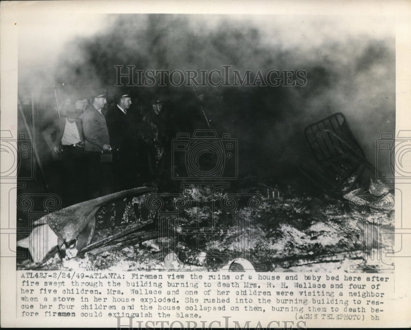 Load image into Gallery viewer, 1949 Press Photo Site of Fire Destroyed House &amp; Baby Crib, Atlanta Georgia
