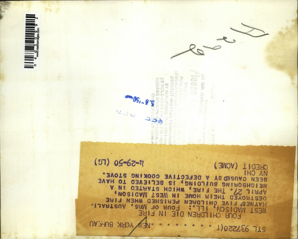 1950 Press Photo West Madison Ill Mrs Australi Haynes home burned killes 4