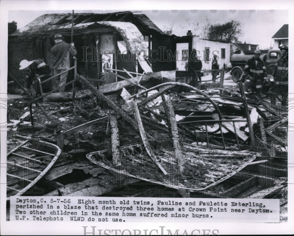 1956 Press Photo 8 month old twins Pauline and Pauletta Esterling perished