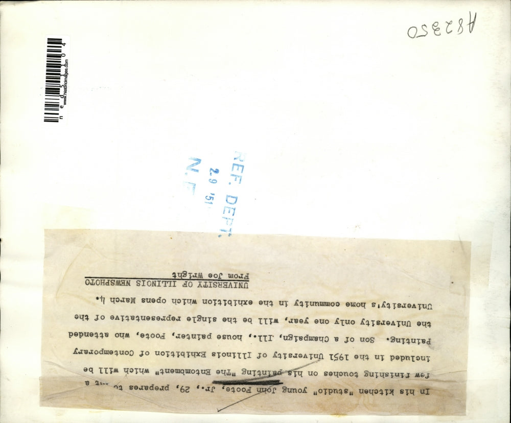 1951 Press Photo John Foote, Jr. and his "The Entombment", U of IL