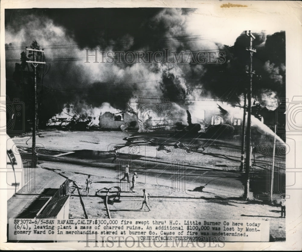 1949 Press Photo Hundred Thousand Dollars were Lost Caused by Fire