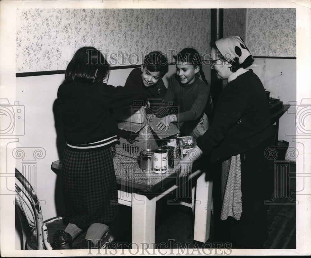 1955 Press Photo Viennese Widow Receives CARE Food Crusade Package