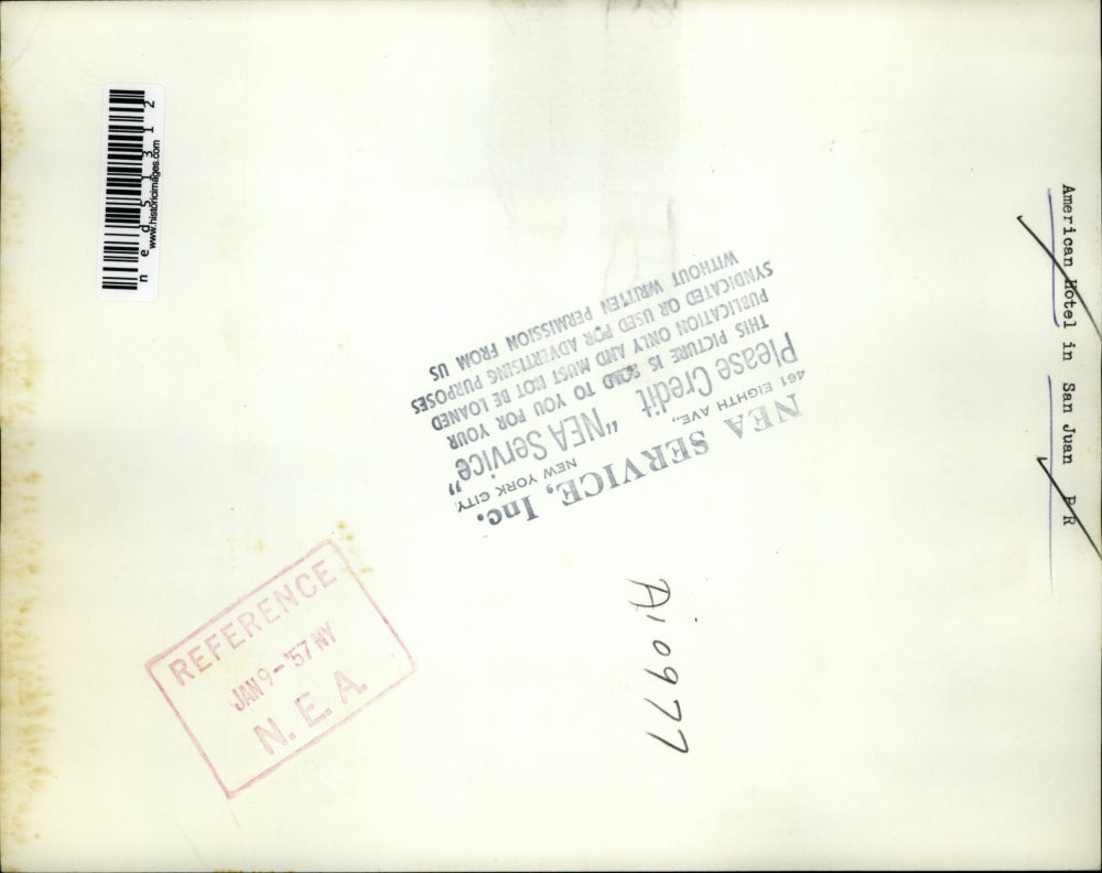 1957 Press Photo The American Hotel in San Juan