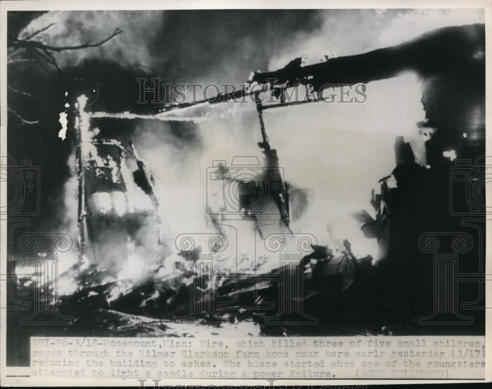1948 Press Photo Hilmer Clarkson Farm Home Fire Kills Three Children