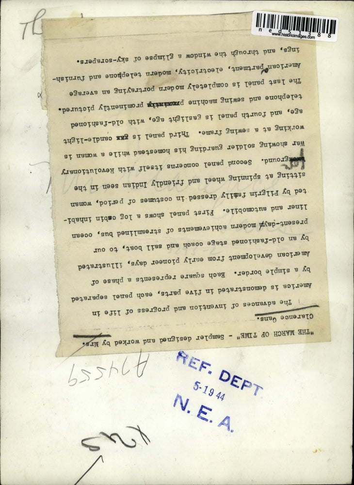 1944 Press Photo American Invention & Progress Timeline by Mrs. Clarence Gans