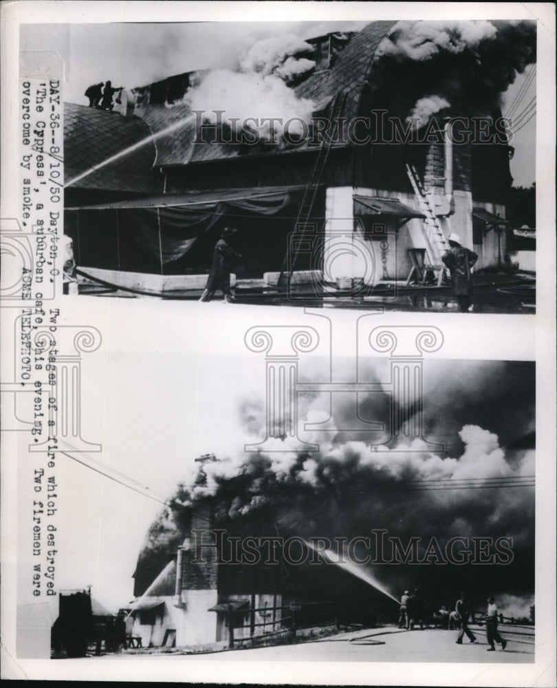 1950 Press Photo Fire Destroys Dayton Ohio Cafe The Cypress