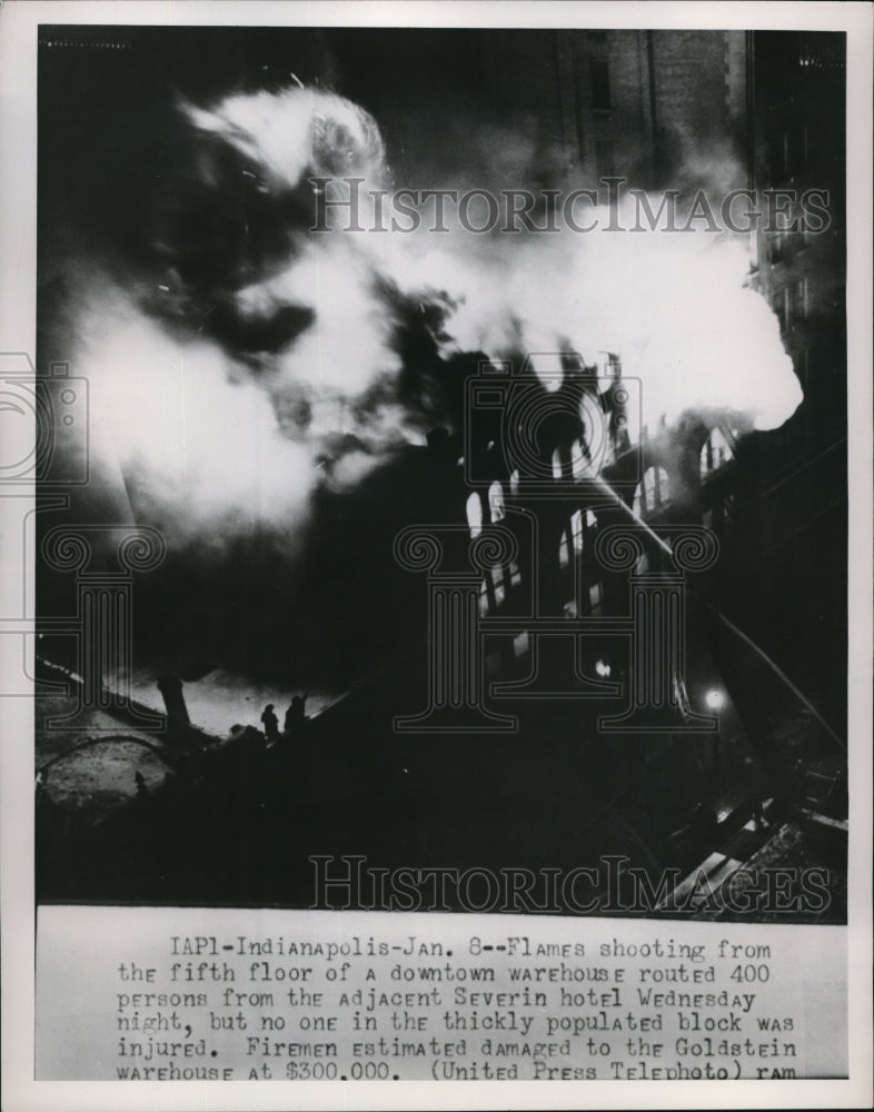 1953 Press Photo Indianapolis Downtown Warehouse Fire