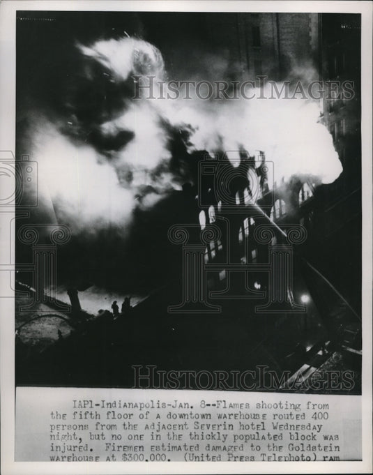 1953 Press Photo Indianapolis Downtown Warehouse Fire