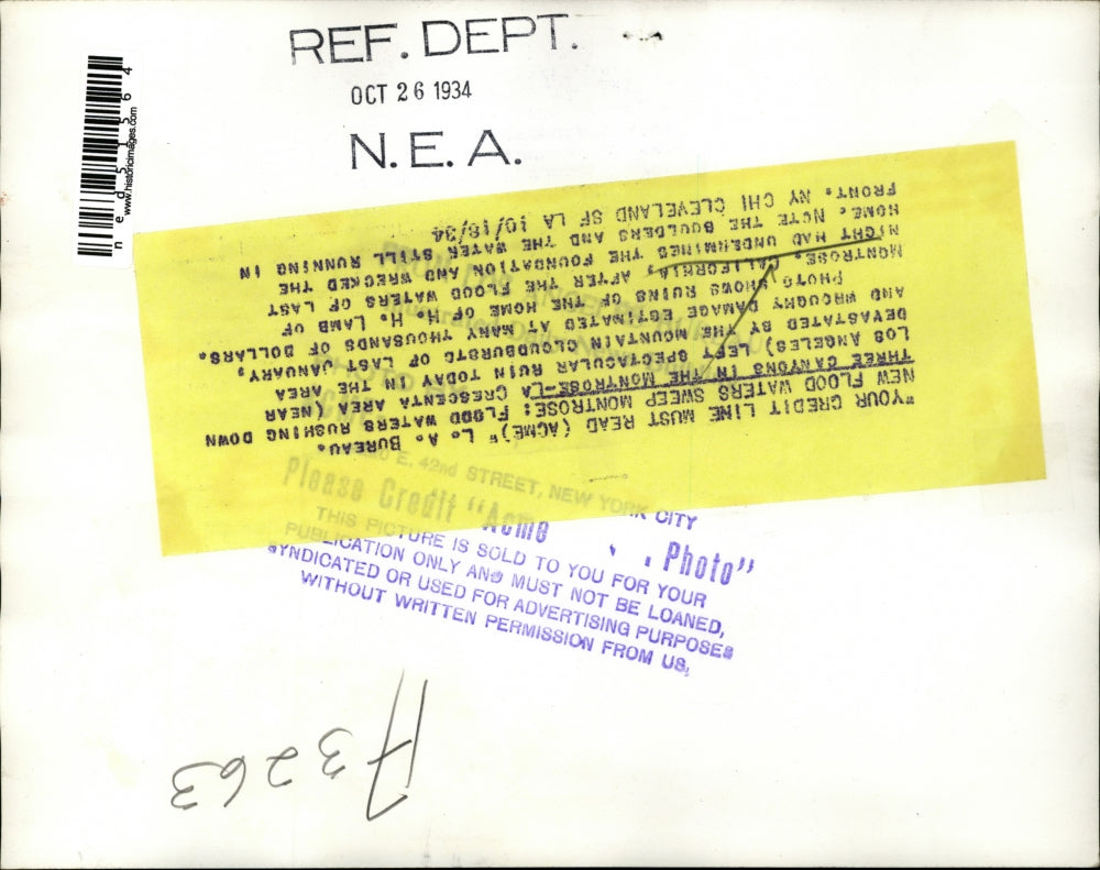 1934 Press Photo Cloudburst Ruins the Life of Montrose Residents