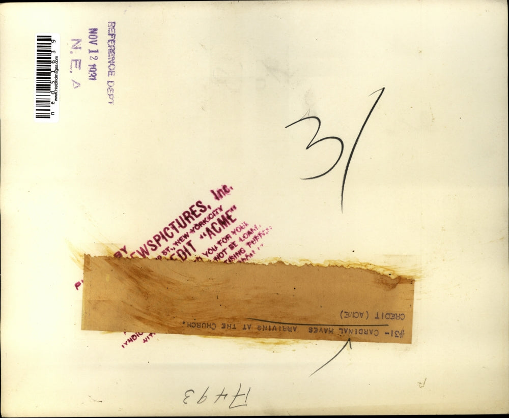 1931 Press Photo Cardinal Hayes arriving at the Church