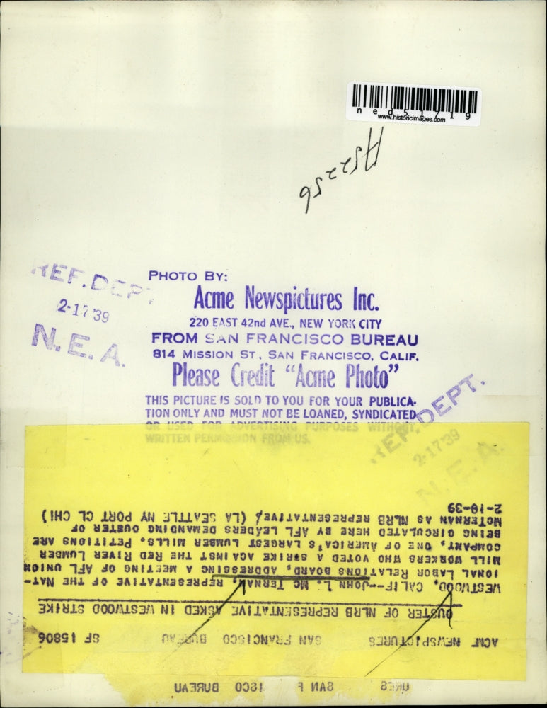 1939 Press Photo John L. McTernan, National Labor Relations Board Representative