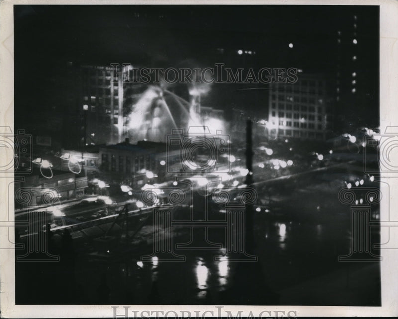 Load image into Gallery viewer, 1945 Press Photo The Brick &amp; Wood Hotel General Clark, destroyed by fire
