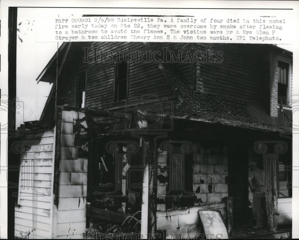 1958 Press Photo A Family of four died in the motel fire