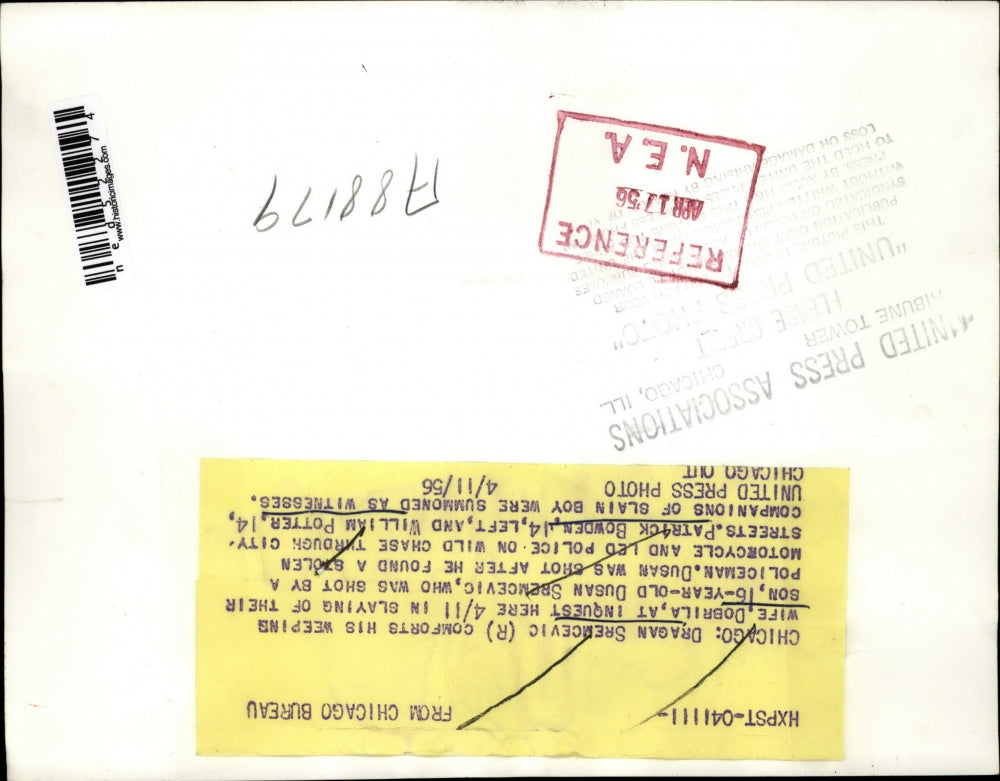 1956 Press Photo Chicago Dragan Sremcevic & wife Dobrila inquest of son's death