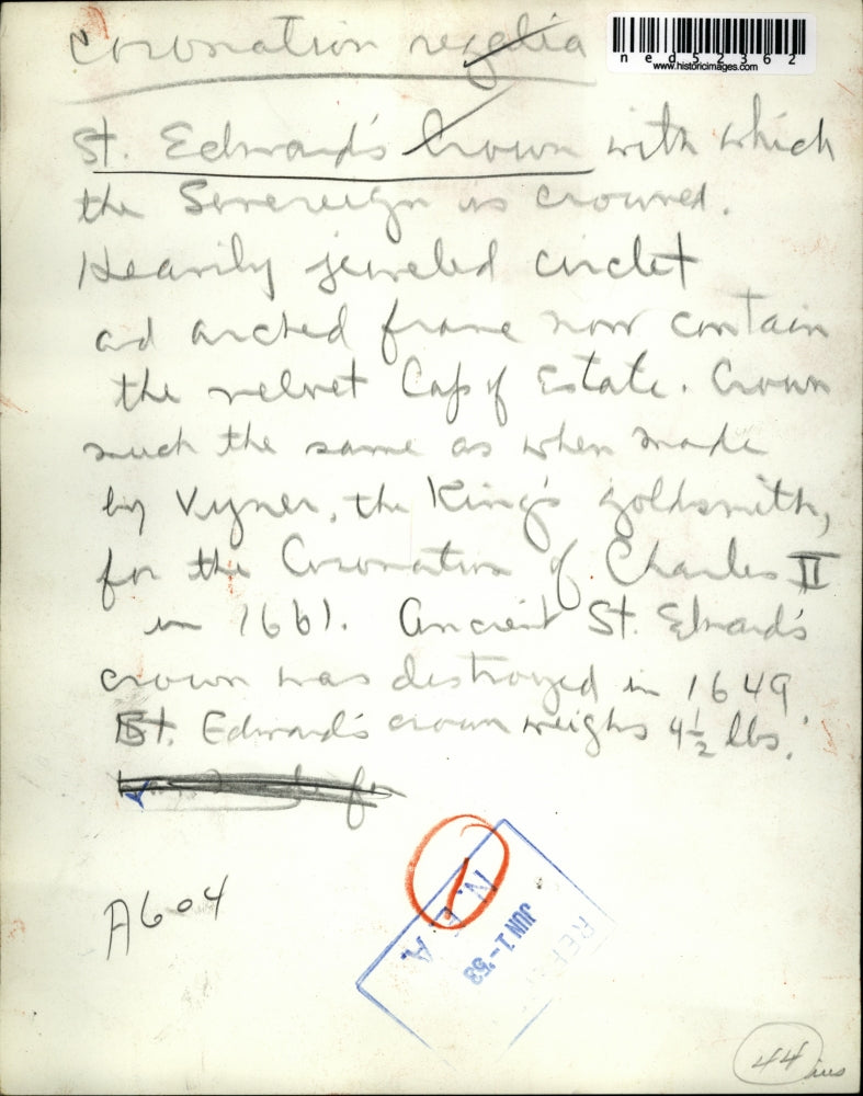 1953 Press Photo Ancient Crown of St. Edward