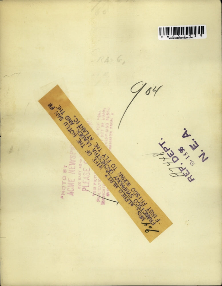 1936 Press Photo Mrs Alfred Hertz, Wife Of San Francisco Orchestra Director