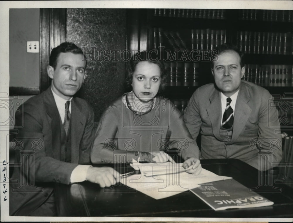 1939 Press Photo Narcissa Swift, Arthur Barnhart, Nathaniel Samuels of Chicago