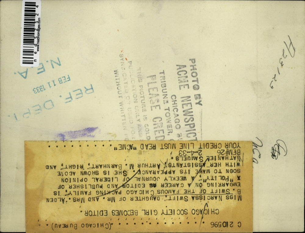 1939 Press Photo Narcissa Swift, Arthur Barnhart, Nathaniel Samuels of Chicago