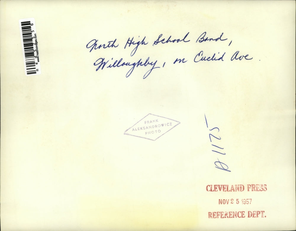 1957 Press Photo North High School Band, Willoughby Parade In Euclid