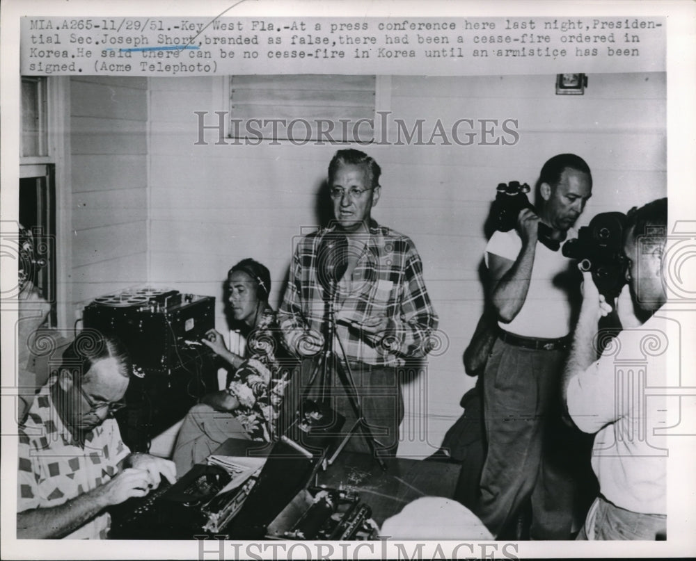 1951 Press Photo Key West FlaPres. Sec Joseph Short say cease fire in Korea