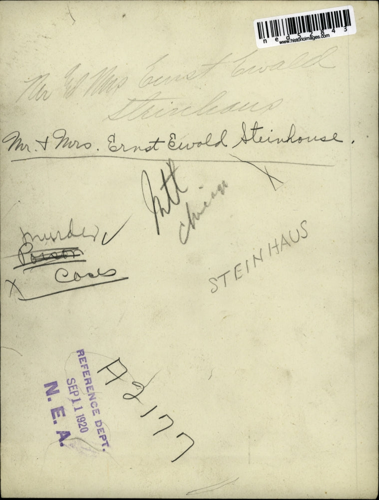 1920 Press Photo Ernst Ewold Steinhouse and Wife