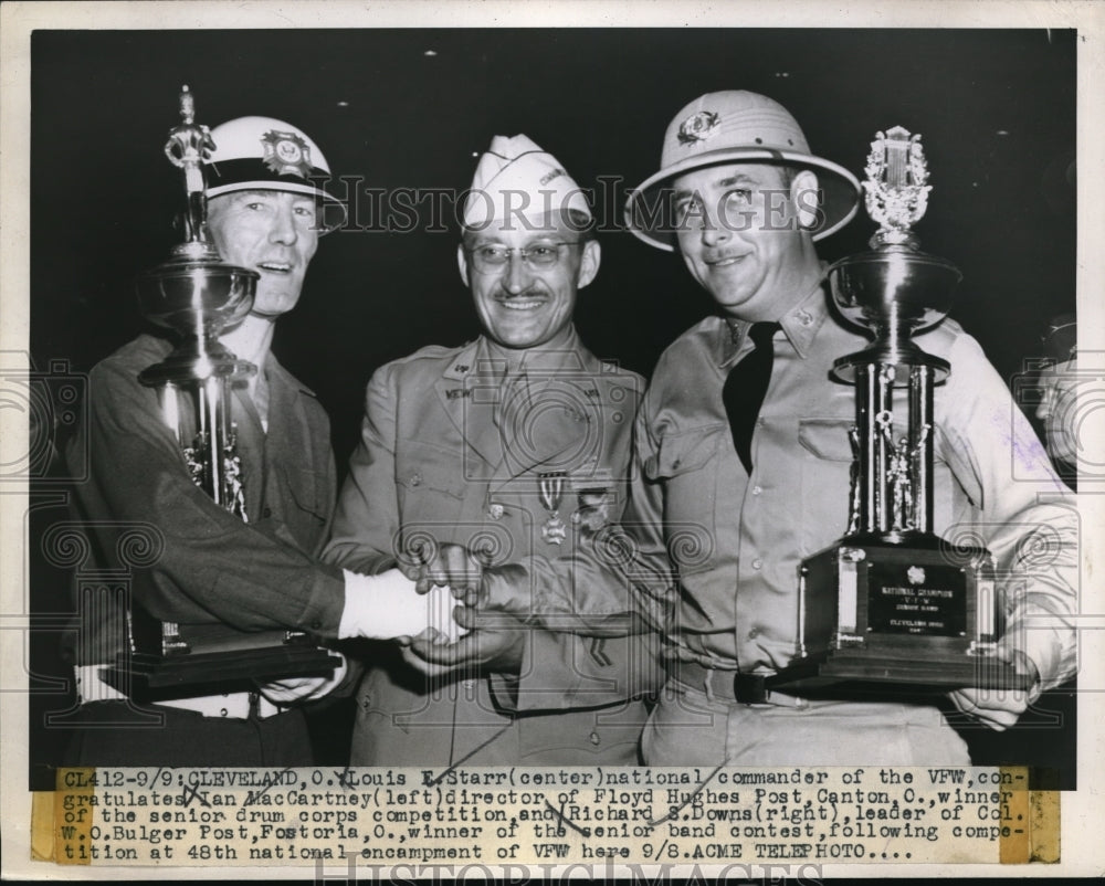 1947 Press Photo Louis E. Starr, Ian McCartney, Richard S. Downs, VFW Veterans