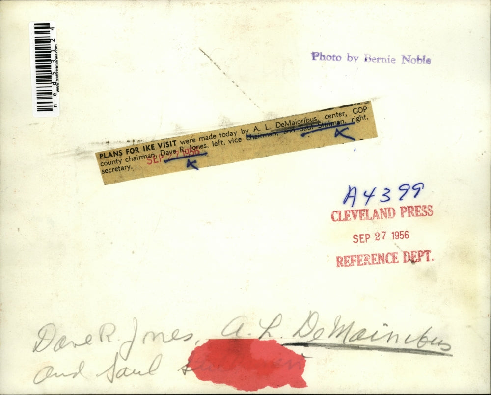 1956 Press Photo A.L. DeMaioribus,Dave R Jones, Saul Stillan of GOP Capaign