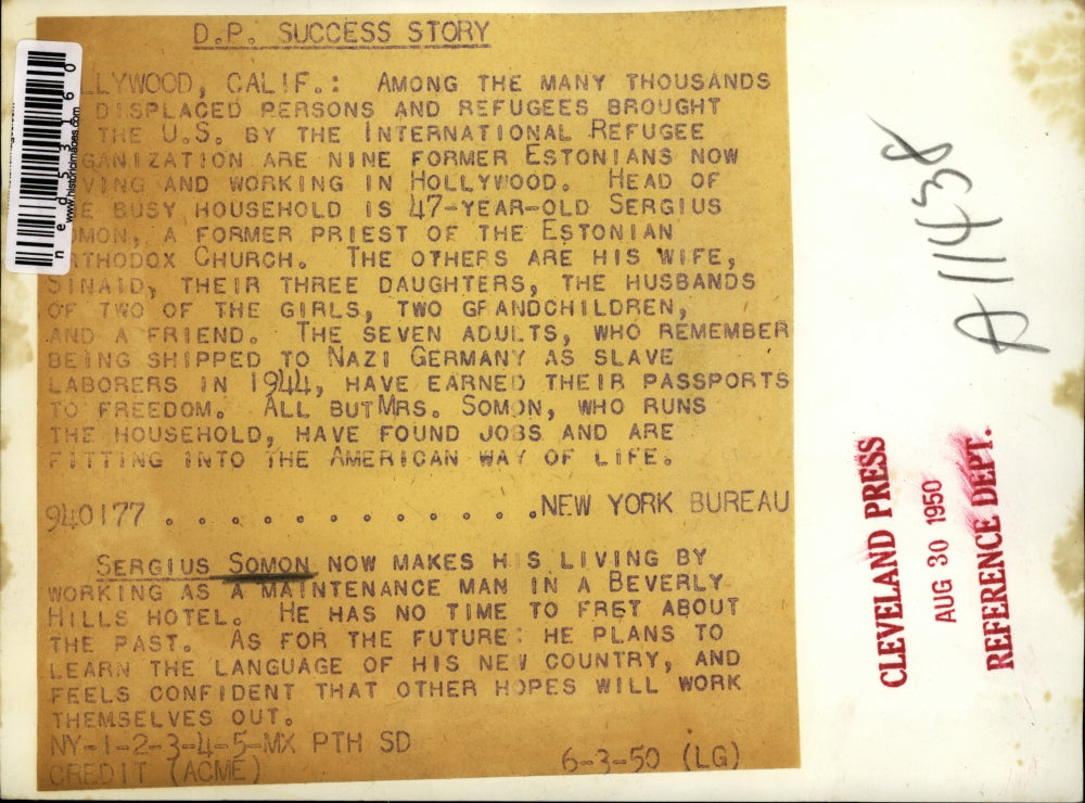 1950 Press Photo Sergius Somon, maintenance man in Beverly Hills Hotel