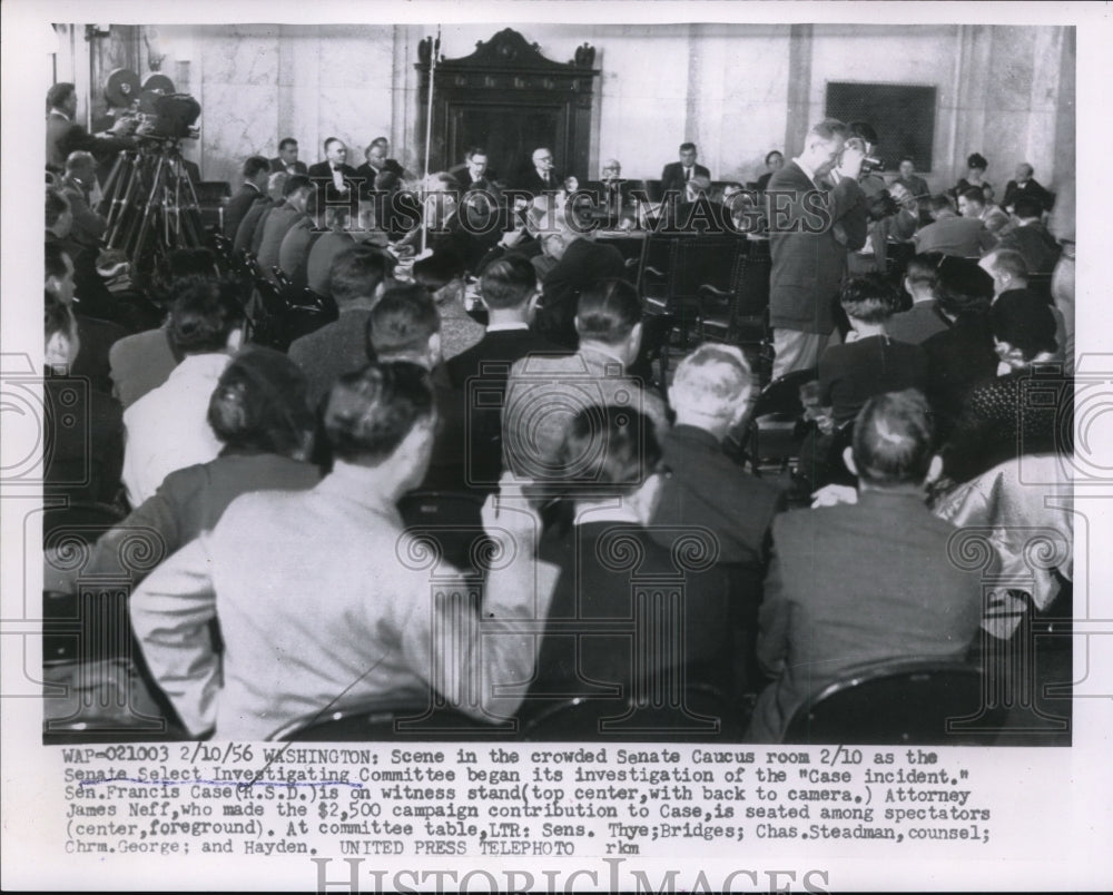 1956 Press Photo Scene in the crowded Senate Caucus room 2/10 - ned53241