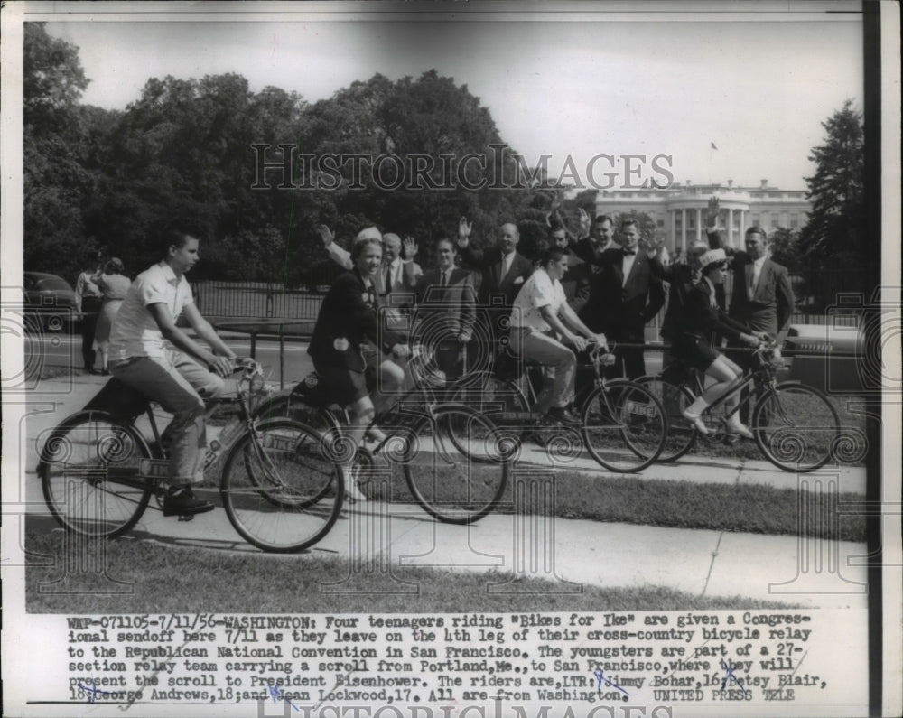 1956 Press Photo Four teenagers were given Congressional send off- Historic Images