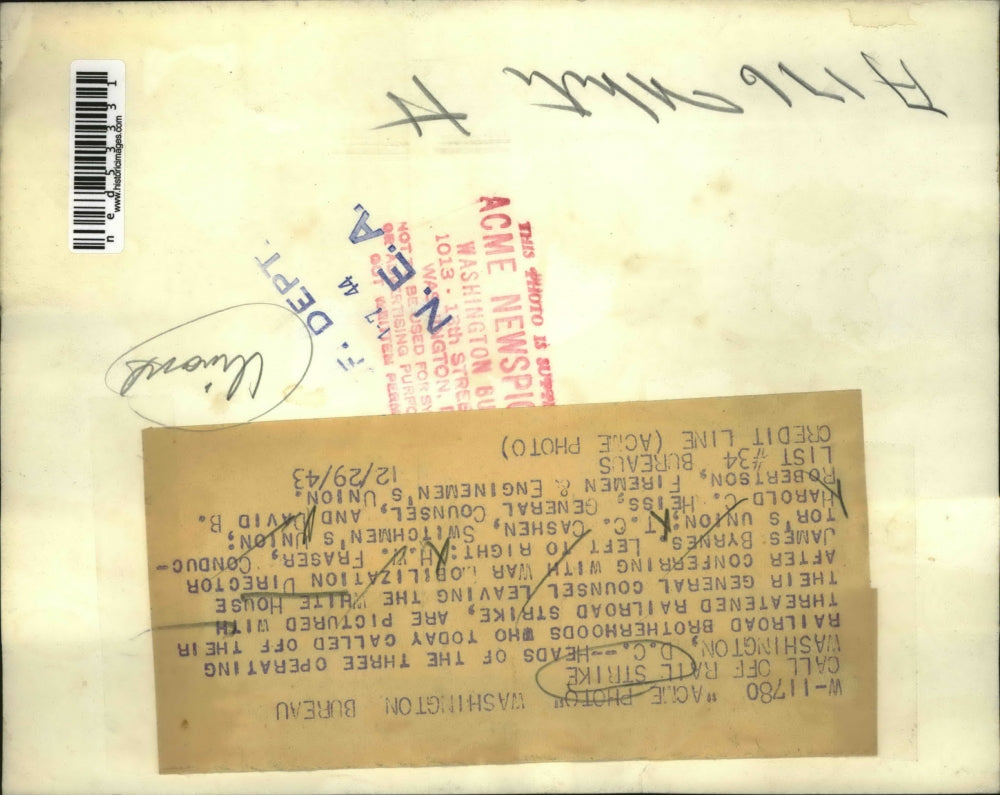 1943 Press Photo The 3 Operating Railroad Brotherhood