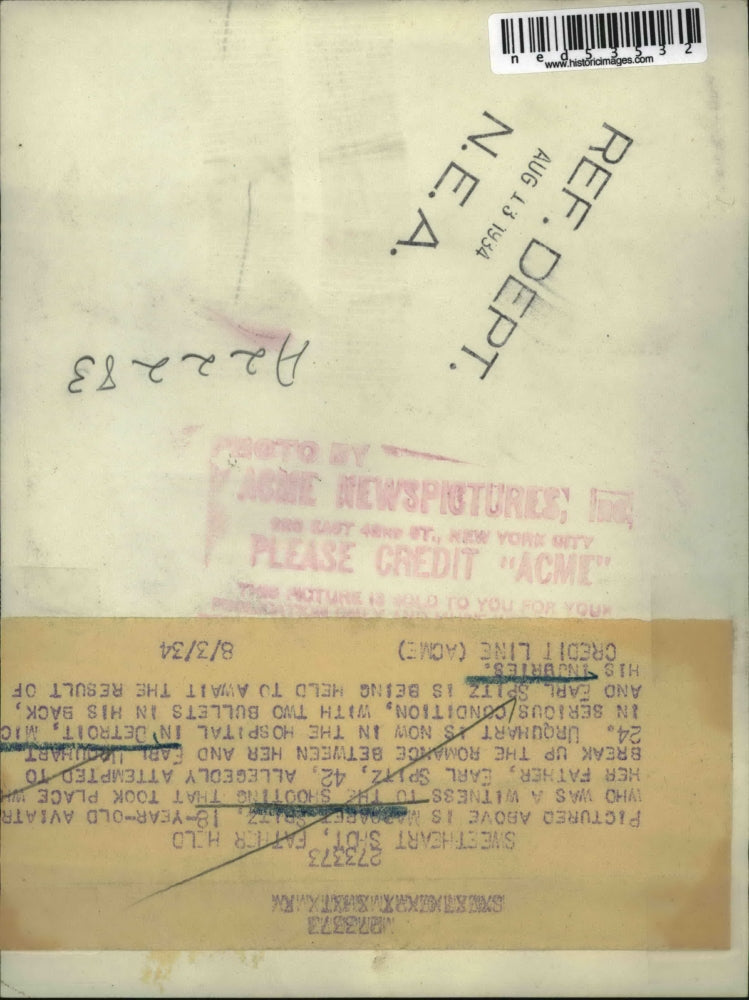 1934 Press Photo Margaret Spitz, aviaytree who was a witness to the shooting