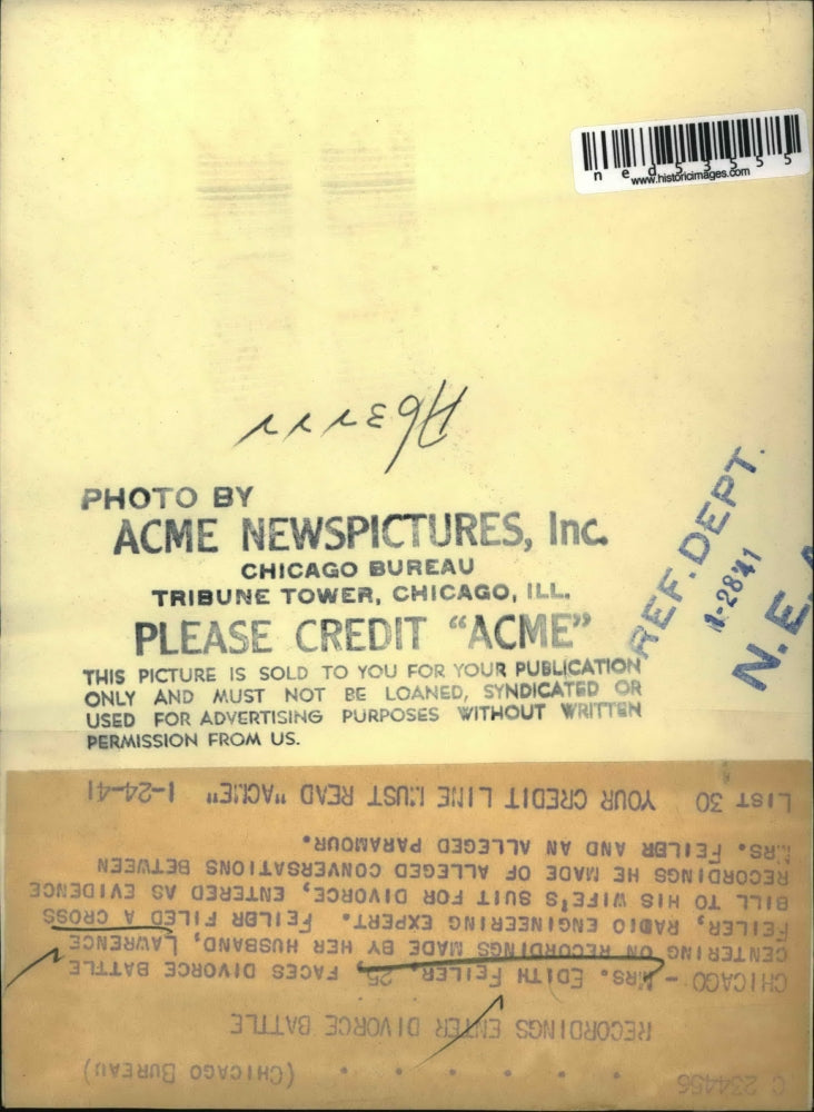 1941 Press Photo Mrs. Edith Feiler as she faces divorce battle