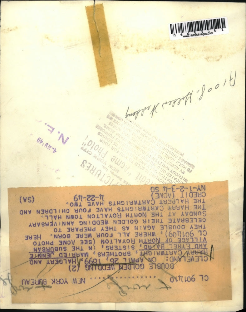 1949 Press Photo Double Golden Wedding